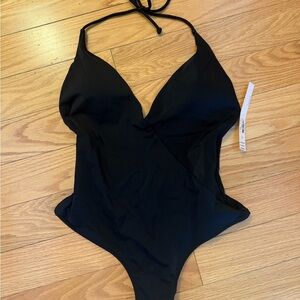 Victoria’s Secret Black Halter One-Piece Swimsuit